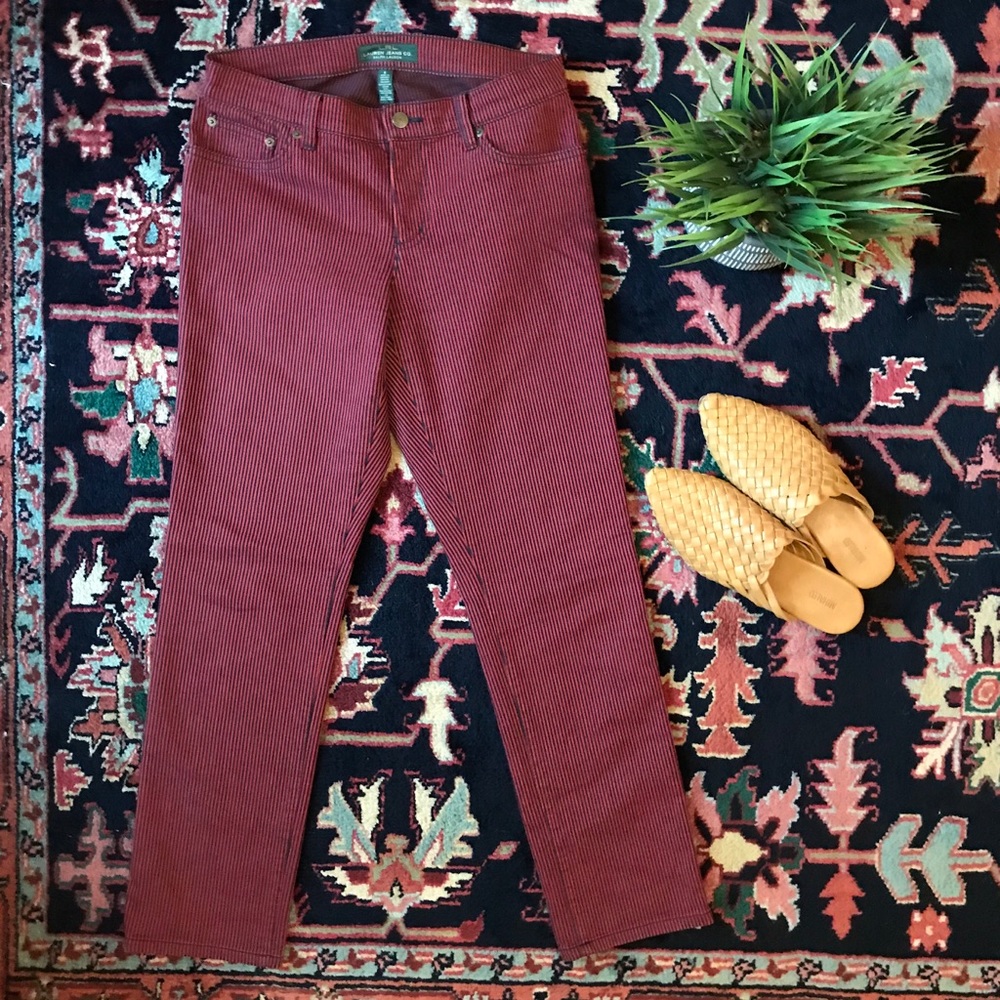 Ralph Lauren Maroon modern straight mid rise jeans